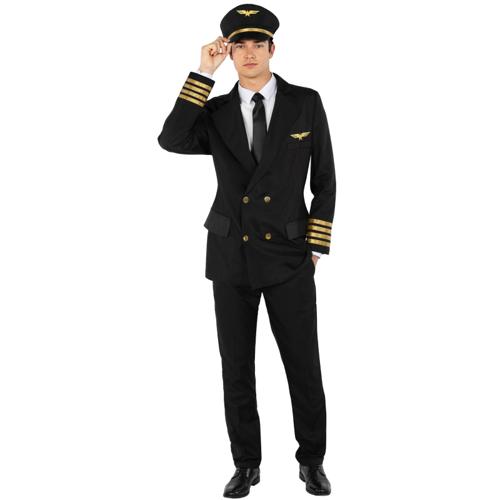 Costume Pilot Captain Black Men's Size Large