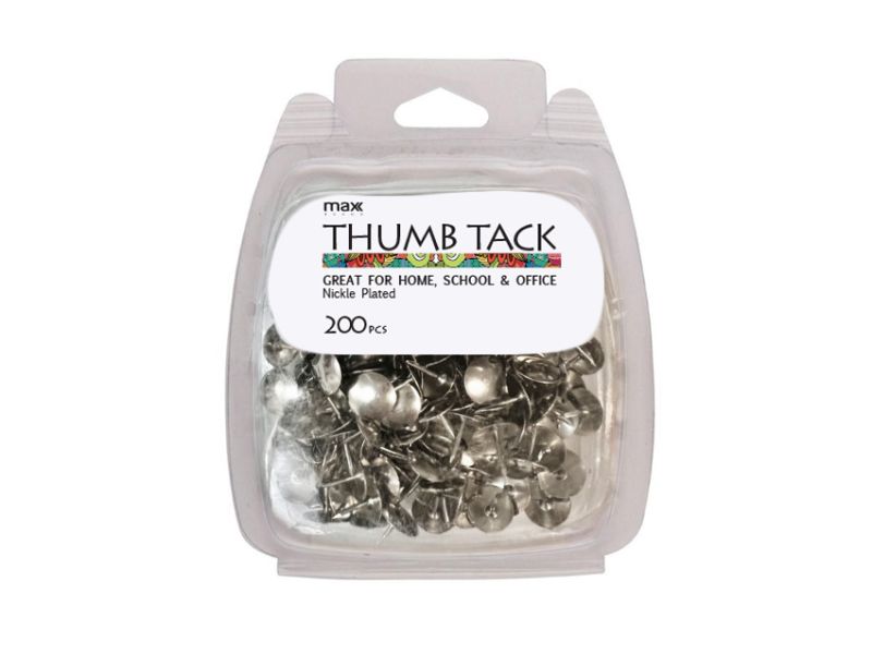 Thumb Tacks - Max Brand Nickle Plated 200pcs (12 Packs)