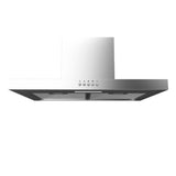 Midea T-Shape Rangehood: sleek stainless steel design with 3 speeds, LED light, and efficient grease filter for kitchen ventilation.