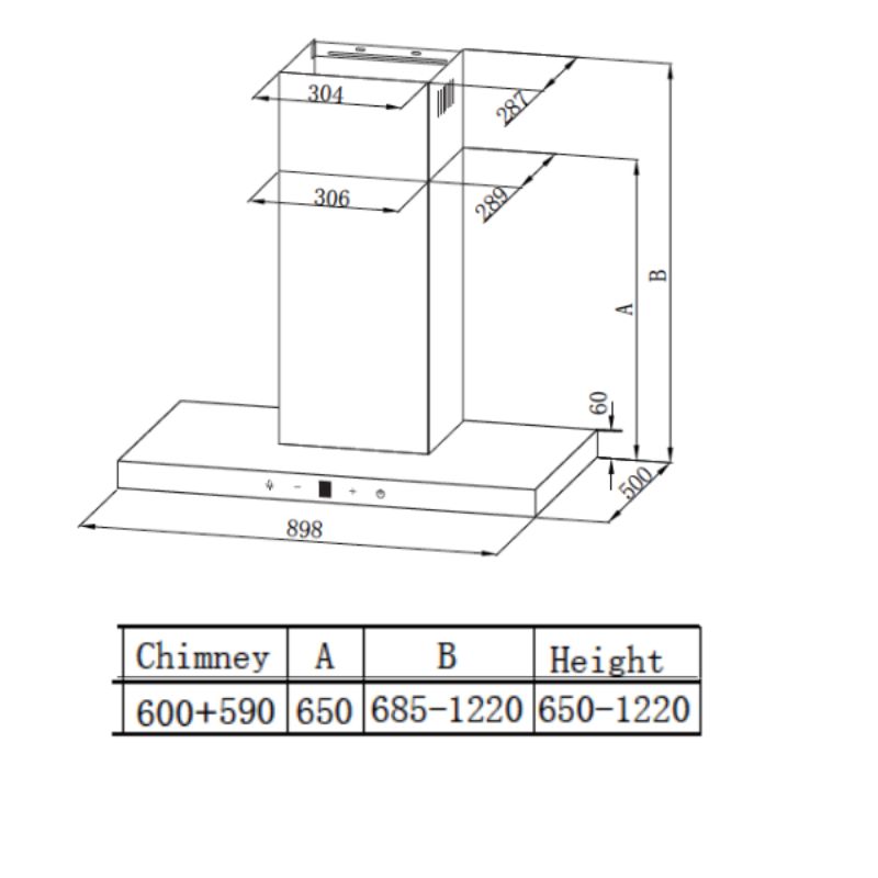 T-Shape Rangehood - Midea 90cm 90M77