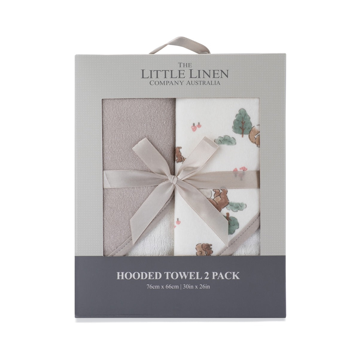 Little Linen Hooded Towel 2pk - Willow Bear