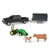 John Deere - 1:32 JD Pickup & Livestock Trailer Set -  (Assort 2)