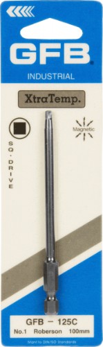 GFB Square Bits 125: durable, precision square screwdriver bit, Type Square #1, 100mm length, ideal for professionals and DIY.