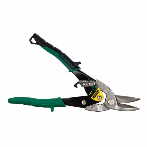 STANLEY Aviation Snip Right Cut with bi-material handles, double pivot action, designed for precision cutting tough materials.