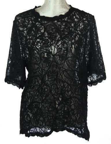 Rhonda Lace With Cord Top  BLACK