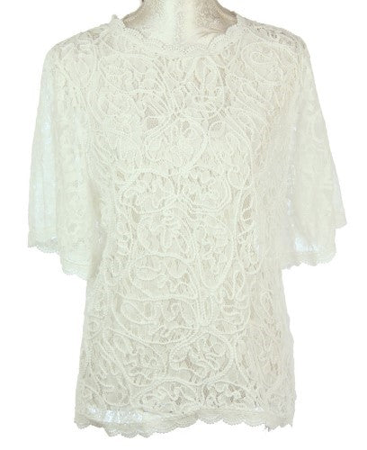 Rhonda Lace With Cord Top  WHITE