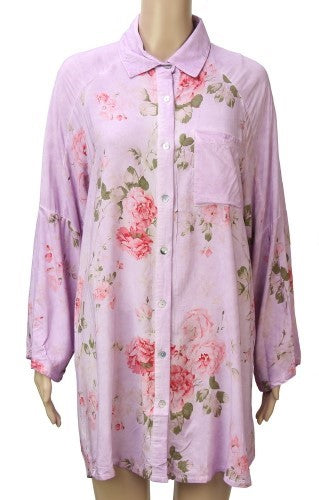 Malia Collared Shirt Top PURPLE