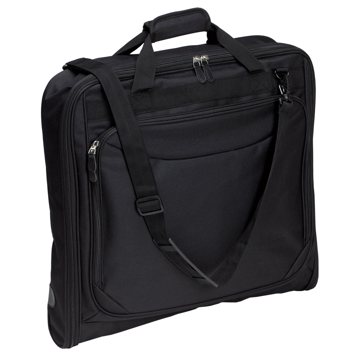 Travel Garment Bag designed for stylish, organized packing of up to three suits; features zip-around compartment and pouches.