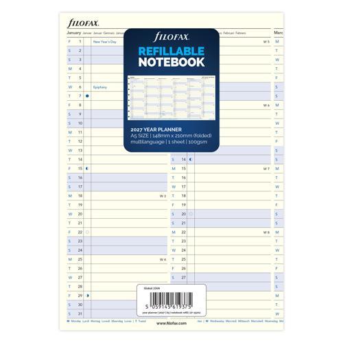Filofax Refill Notebook A5 Year Planner 2027
