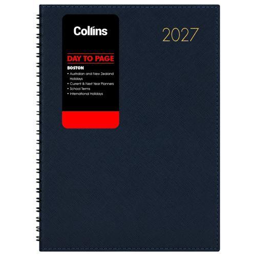 Collins Diary Boston A51 Day To Page Diary Navy Wiro 2027