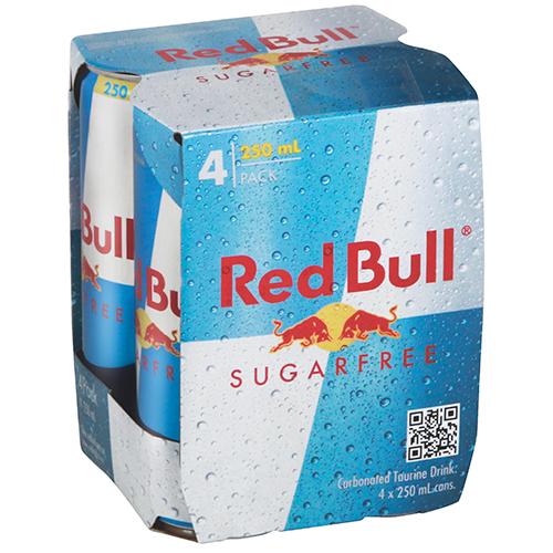Red Bull Sugar Free Energy Drink 4 x 250ml