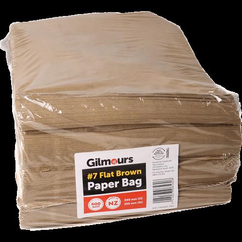 Gilmours Flat Brown Paper Bag 300x255mm #7 500pk