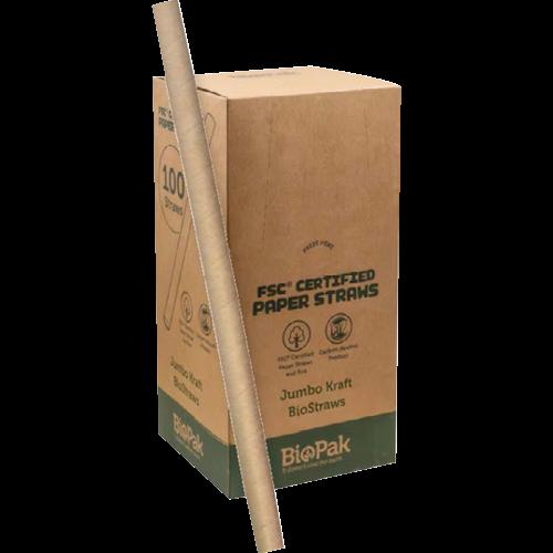 Biopak Disposable Tableware Kraft BioStraws 10mmx197mm 100ea