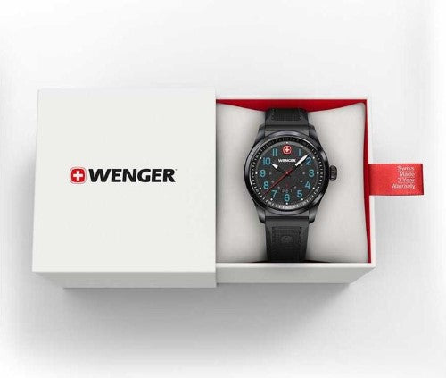 Watch - WENGER Terragraph 43mm Black Dial Black Silicone S`trap
