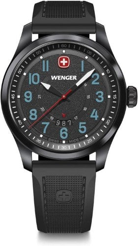 Watch - WENGER Terragraph 43mm Black Dial Black Silicone S`trap