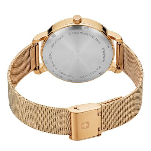 Watch - WENGER Metro Donnissima 38mm White/Gold Dial Mesh Strap