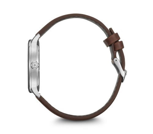 Watch - WENGER Urban Classic 40mm Silver/White Dial, Brown Strap