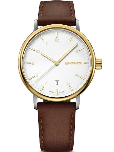 Watch - WENGER Urban Classic 40mm 3N/SST Silv-White Dial, Brown Strap