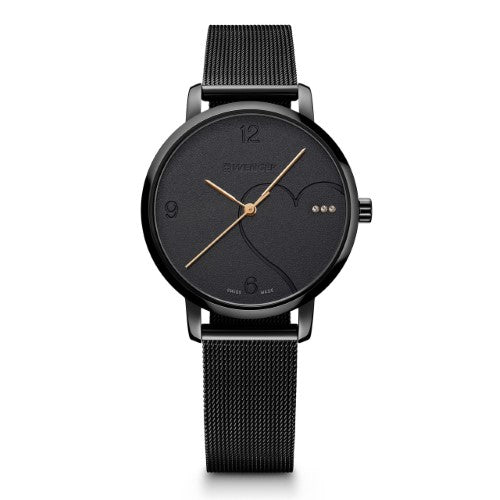 Watch - WENGER Metro Donnissima 38mm Black Case & Dial Mesh Strap