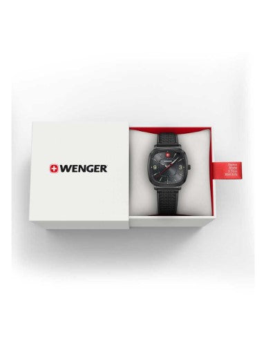 Watch - WENGER Vintage Sport 37mm Grey Dial Black Silicone Strap