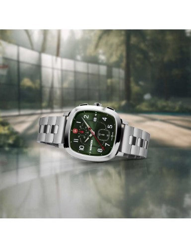 Watch - WENGER Vintage Sport Chrono 39.5mm Green Dial SS Bracelet
