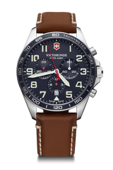 Watch - VICTORINOX FieldForce Chrono 42mm Brown Leather Strap Blue Dial