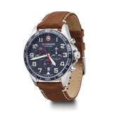 Watch - VICTORINOX FieldForce Chrono 42mm Brown Leather Strap Blue Dial