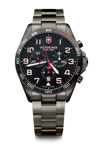 Watch - VICTORINOX FieldForce Sport Chr 42mm Bracelet Black Diallet