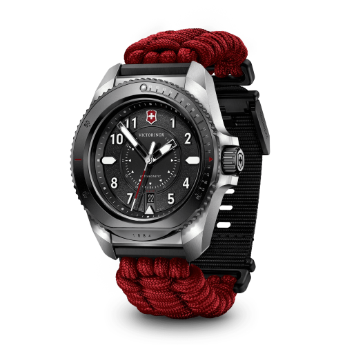 Watch - VICTORINOX Journey 1884 43mm Red Para Strap Black Dial