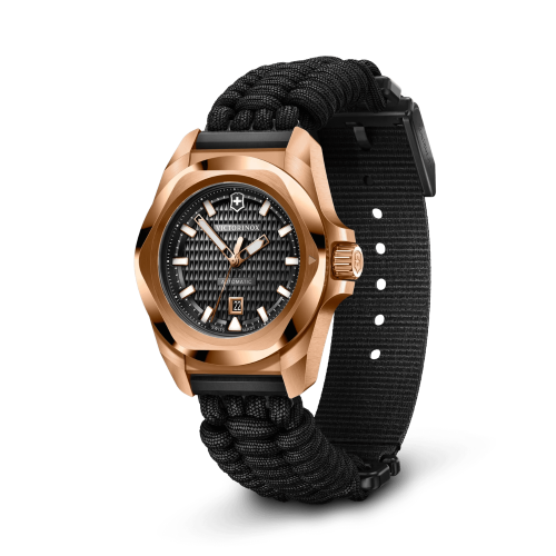 Watch - VICTORINOX I.N.O.X. Small Auto 32mm Black Para Strap  Black Dial