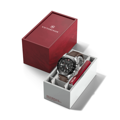 Watch - VICTORINOX Swiss Army Chrono 42mm Brown Leather Strap Black Dial