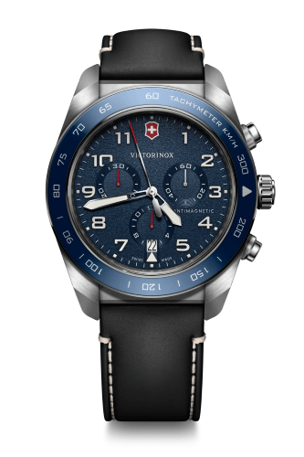 Watch - VICTORINOX Swiss Army Chrono 42mm Black Leather Strap Blue Dial