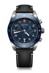 Watch - VICTORINOX Swiss Army Chrono 42mm Black Leather Strap Blue Dial