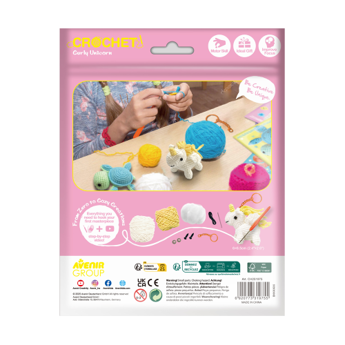 Crochet Keychain Kit - Avenir Curly Unicorn Art and Craft