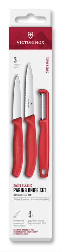 3 Piece Paring Set with Peeler - VICTORINOX (Red)