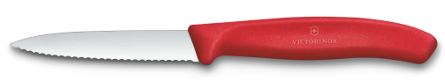 Paring Knife - VICTORINOX Swiss Classic Wavy Pointed 8cm (Red)