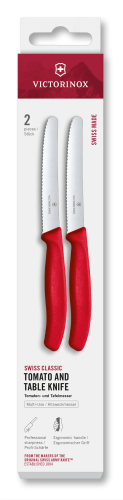 2 Piece Steak & Tomato Knife Set - VICTORINOX Swiss Classic 11cm (Red)