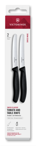 2 Piece Steak & Tomato Knife Set - VICTORINOX 11cm (Black)