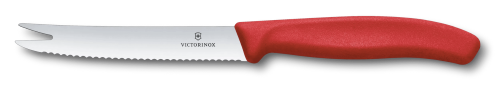 Cheese and Sausage Knife - VICTORINOX Wavy 11cm (Red)