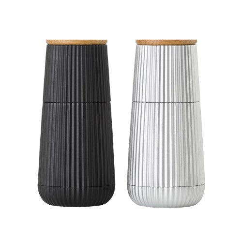 Pepper + Salt Mill Set - AdHoc Scape 12.3cm (Black and Silver)