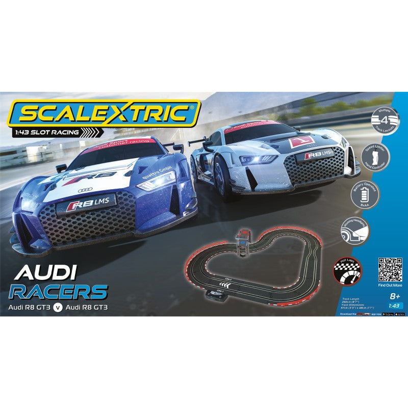 Car Race Set - SCALEXTRIC 1:43 AUDI RACERS BATTERY SET