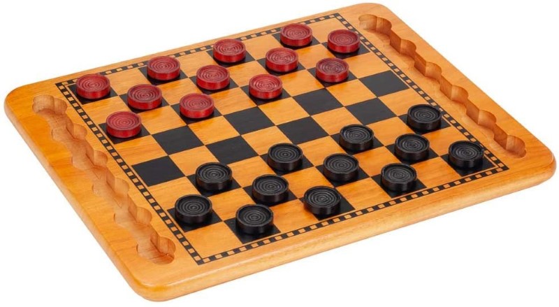 WOOD CHECKERS SET WITH GROOVES - WE Games