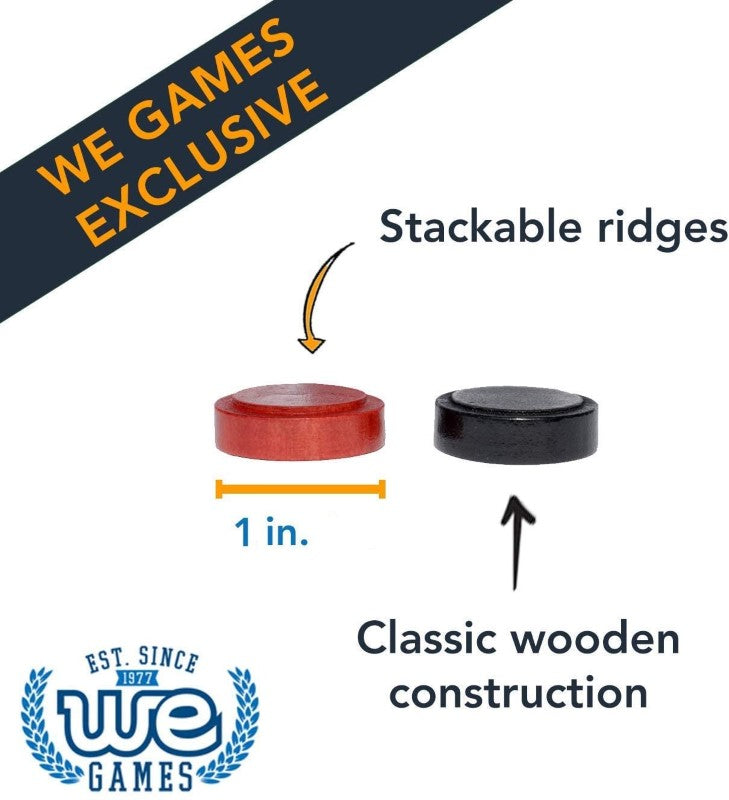 WOOD CHECKERS SET WITH GROOVES - WE Games