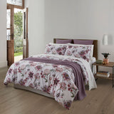 Duvet cover set featuring protea print on lilacberry, crafted from 100% cotton sateen, King size by BAKSANA.