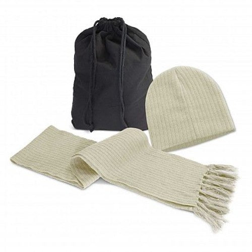 Nebraska Scarf and Beanie Set (Stone)