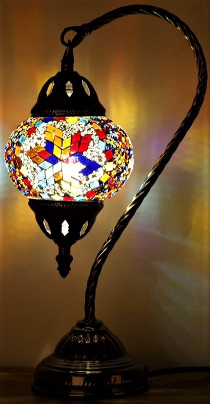 Turkish Mosaic Electric Lamp 37cm showcasing vibrant glass mosaics, perfect for adding charm to any decor.