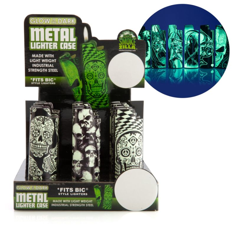 Metal Lighter Case - Smokezilla Glow in the Dark (Set of 12 Assorted)