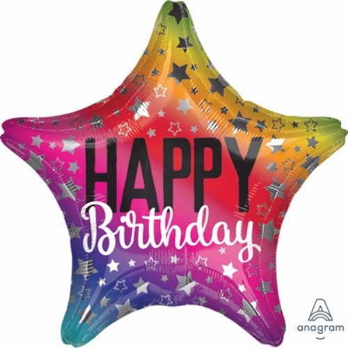 45cm Happy Birthday Star Rainbow & Stars