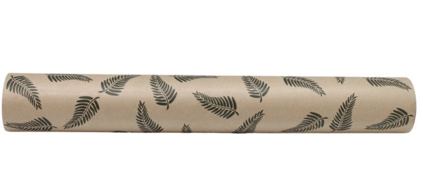 Kraft Paper Roll with Dark Green Fern print