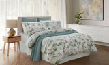 Duvet cover set featuring a water lilies print on winter white, includes 2 pillowcases, made from 100% percale cotton.